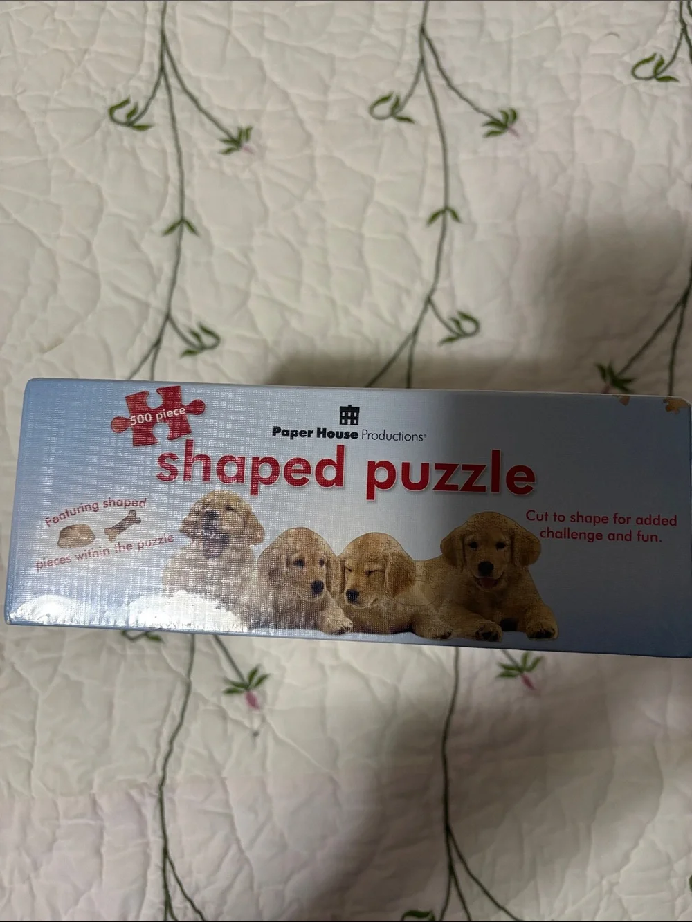 Shaped Puzzle - Golden Puppy Design (Cream/Gold)